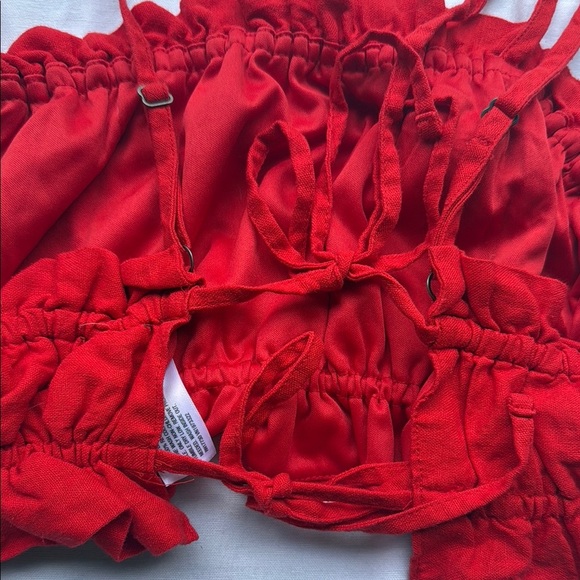 Wild Fable Red Ruffle Crop Top with Open Back - Picture 3 of 5